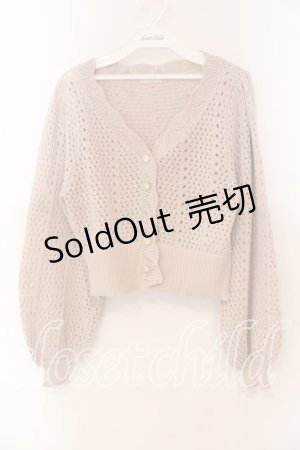 画像: axes femme POETIQUE / 透かし編みショートニットカーデ Ｍ ピンク O-25-12-22-021-AX-TO-IG-ZT399