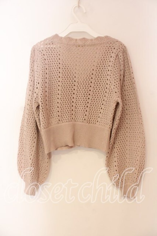 画像2: axes femme POETIQUE / 透かし編みショートニットカーデ Ｍ ピンク O-25-12-22-021-AX-TO-IG-OS (2)