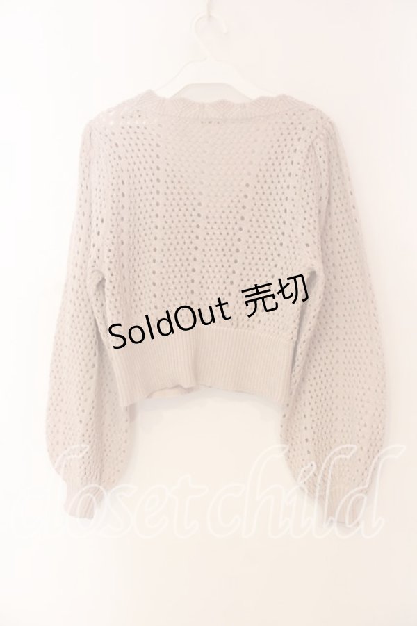 画像2: axes femme POETIQUE / 透かし編みショートニットカーデ Ｍ ピンク O-25-12-22-021-AX-TO-IG-ZT399 (2)