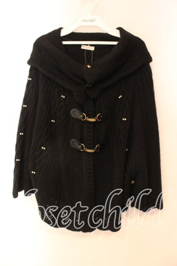 画像1: axes femme / オフタートルニットポンチョ Ｍ クロ O-25-12-22-023-AX-TO-IG-OS (1)