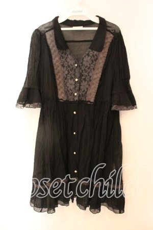 画像: axes femme / レース配色シャツチュニック M クロ O-25-12-22-026-AX-BL-OW-OS