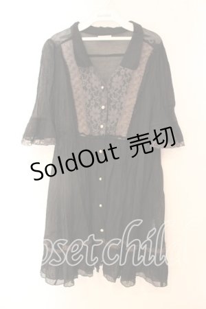 画像: axes femme / レース配色シャツチュニック M クロ O-25-12-22-026-AX-BL-OW-ZT506