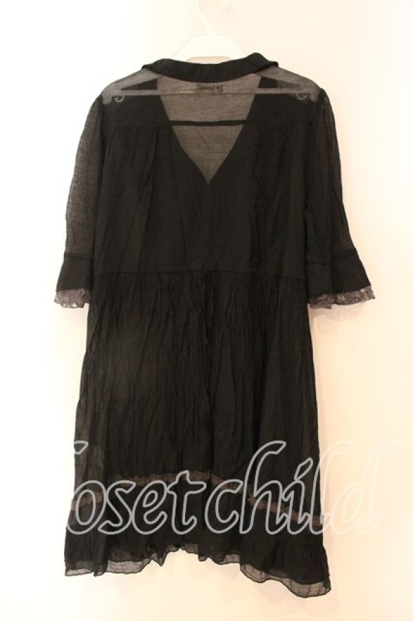 画像2: axes femme / レース配色シャツチュニック M クロ O-25-12-22-026-AX-BL-OW-OS (2)