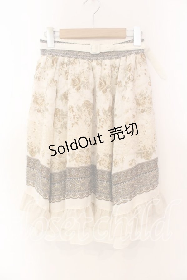 画像1: axes femme / スカーフ柄イレヘムスカート M ベージュ O-25-12-22-031-AX-SK-OW-ZT507 (1)