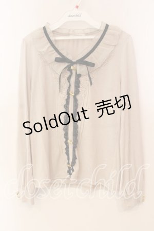 画像: axes femme / リボンボタン使いブラウス風プルオーバー M ベージュ O-25-12-22-034-AX-TO-OW-OS