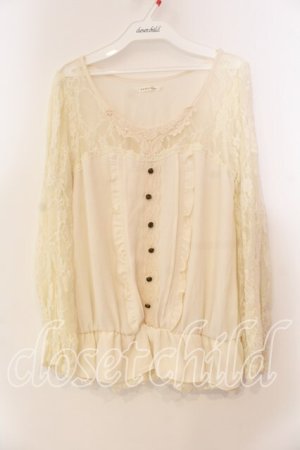 画像: axes femme / 裾レース透けブラウス M キナリ O-25-12-22-037-AX-BL-OW-OS