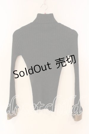 画像: Jean Paul GAULTIER / スタンドネックリブレザーカフニット T160-168 ブラック O-25-12-23-003-GO-TO-YM-OS