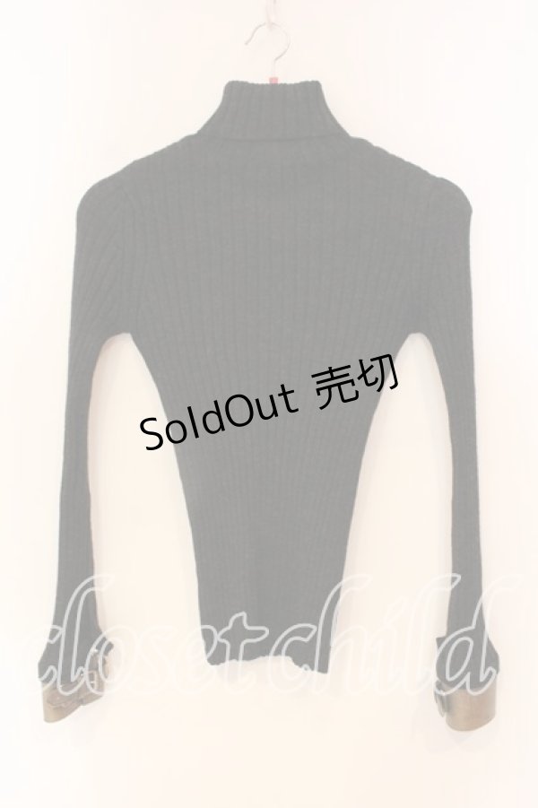 画像1: Jean Paul GAULTIER / スタンドネックリブレザーカフニット T160-168 ブラック O-25-12-23-003-GO-TO-YM-OS (1)