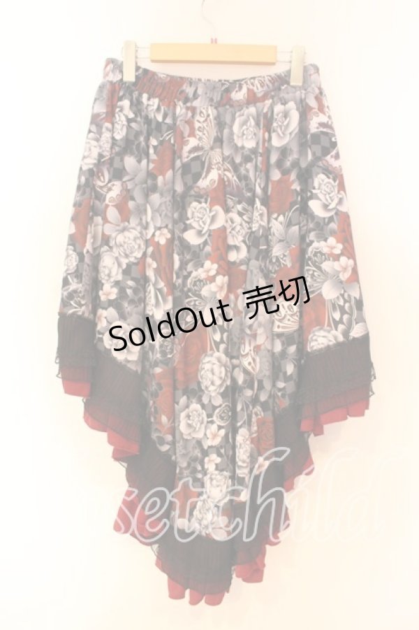 画像3: Qutie Frash / 後ろロングスカート  ブラックｘレッド O-25-12-23-032-QU-SK-YM-OS (3)