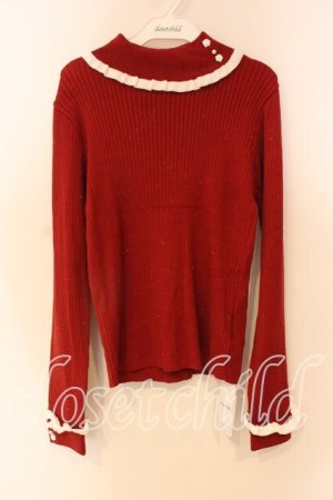 画像: axes femme / バイカラーフリルローズニット F アカ O-25-12-23-034-AX-TO-OW-OS