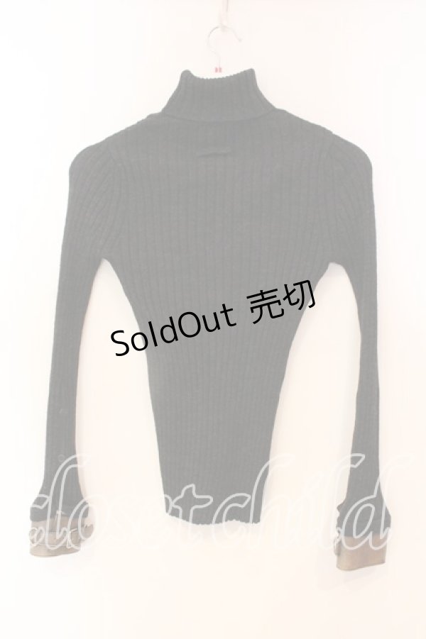 画像4: Jean Paul GAULTIER / スタンドネックリブレザーカフニット T160-168 ブラック O-25-12-23-003-GO-TO-YM-OS (4)