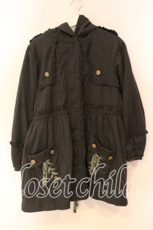 画像: axes femme / ボアライナー付きフリルモッズコート  チャコール O-25-12-23-045-AX-CO-IG-ZT-C030