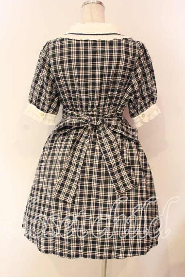 画像3: Amavel / ブローチ付きチェックワンピース F ネイビー O-25-12-23-049-CA-OP-YM-OS (3)