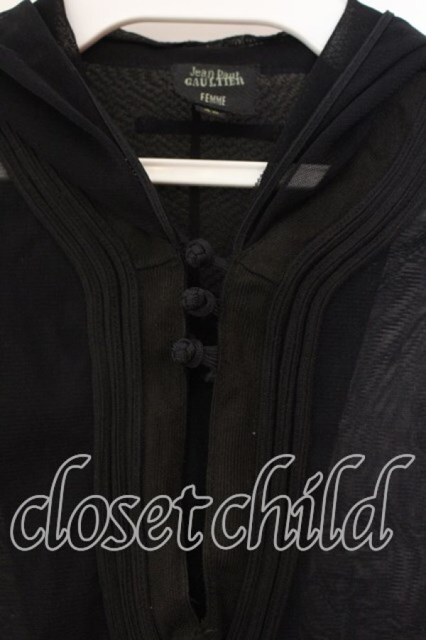 画像2: Jean Paul GAULTIER / ノースリーブパワーネット魔女フードトップス 40 ブラック O-25-12-23-004-GO-TO-YM-OS (2)