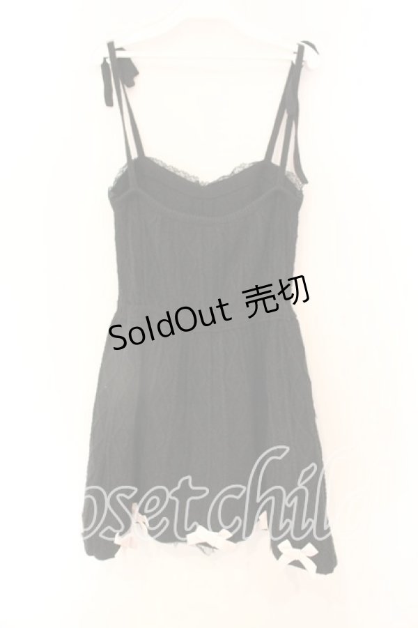 画像2: Swankiss / ケーブル編みニットリボンワンピース  クロ O-25-12-23-055-CA-OP-YM-ZT108 (2)