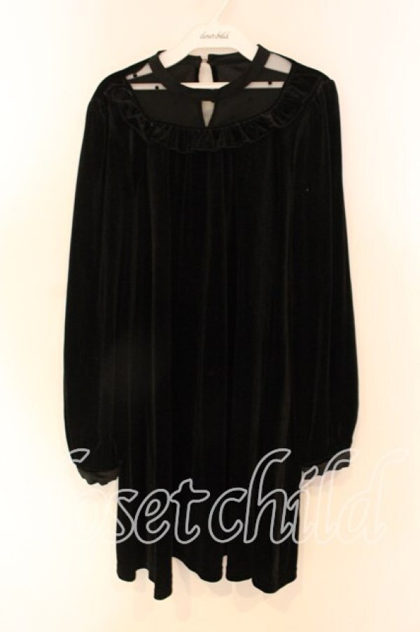 画像1: Amavel / ベロアAラインワンピース  クロ O-25-12-23-060-CA-OP-IG-OS (1)