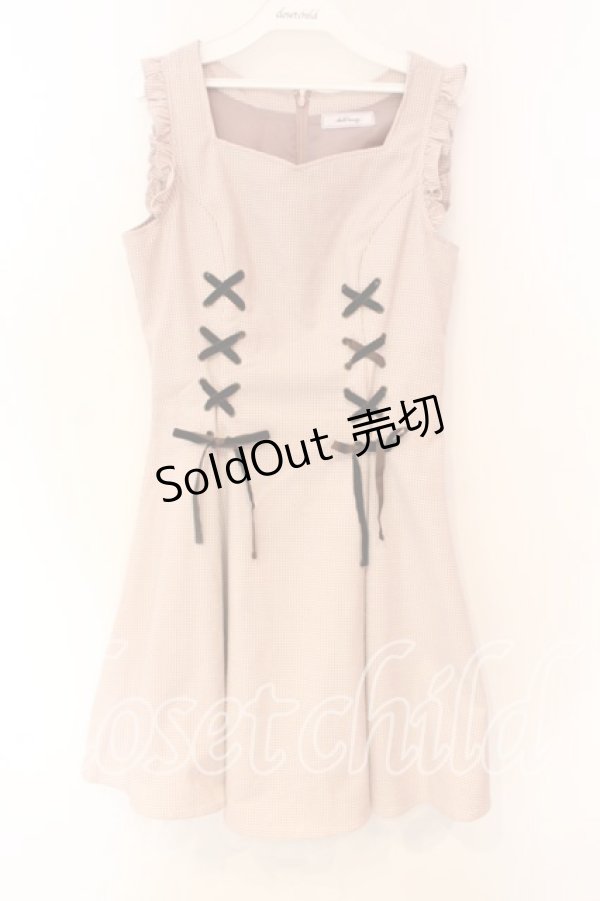 画像1: Ank Rouge / ベロアレースアップジャンパースカート  ピンク千鳥格子 O-25-12-23-061-CA-OP-IG-ZT095 (1)