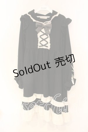 画像: 安可工作室 / レースアップワンピース  クロ×シロ O-25-12-23-062-0-OP-IG-ZT107
