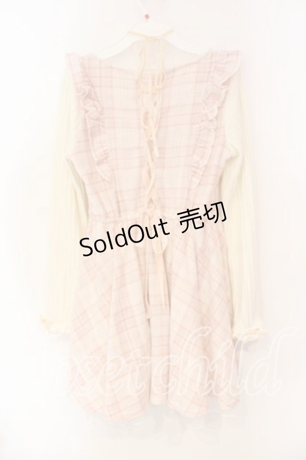 画像3: LIZ LISA / ロゴ刺繍ニット切り替えワンピース  ピンク×オフ O-25-12-23-065-LO-OP-IG-ZT221 (3)