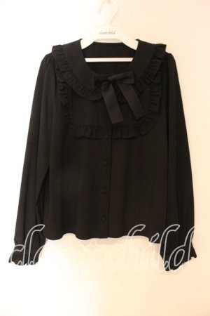 画像: Ank Rouge / ヨークフリルリボンブラウス  クロ O-25-12-23-068-CA-BL-IG-OS