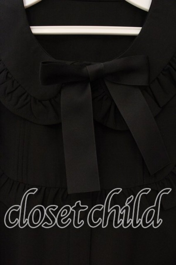 画像2: Ank Rouge / ヨークフリルリボンブラウス  クロ O-25-12-23-068-CA-BL-IG-OS (2)