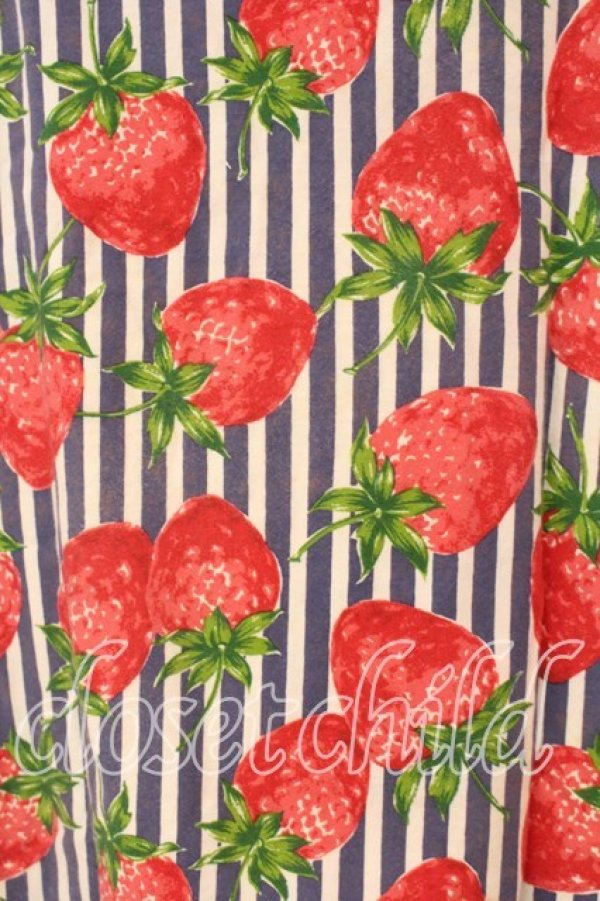 画像2: Jane Marple / ストロベリー meets ストライプのパフTシャツ Ｍ ネイビー×シロ O-25-12-23-069-JM-TS-IG-OS (2)