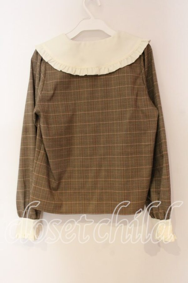 画像2: Honey Cinnamon / グレンチェック丸襟ブラウス  ブラウン O-25-12-23-072-LO-BL-IG-OS (2)
