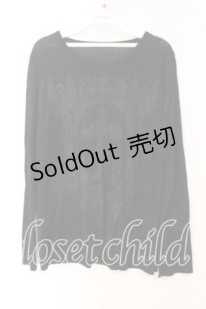 画像: ALGONQUINS / フレームクロスカットソー UNISEX ブラック O-25-12-23-009-AL-TO-YM-OS