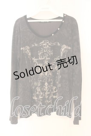 画像: SEX POT ReVeNGe / グリッタープリントカットソー M ブラック O-25-12-23-012-SP-TO-YM-OS