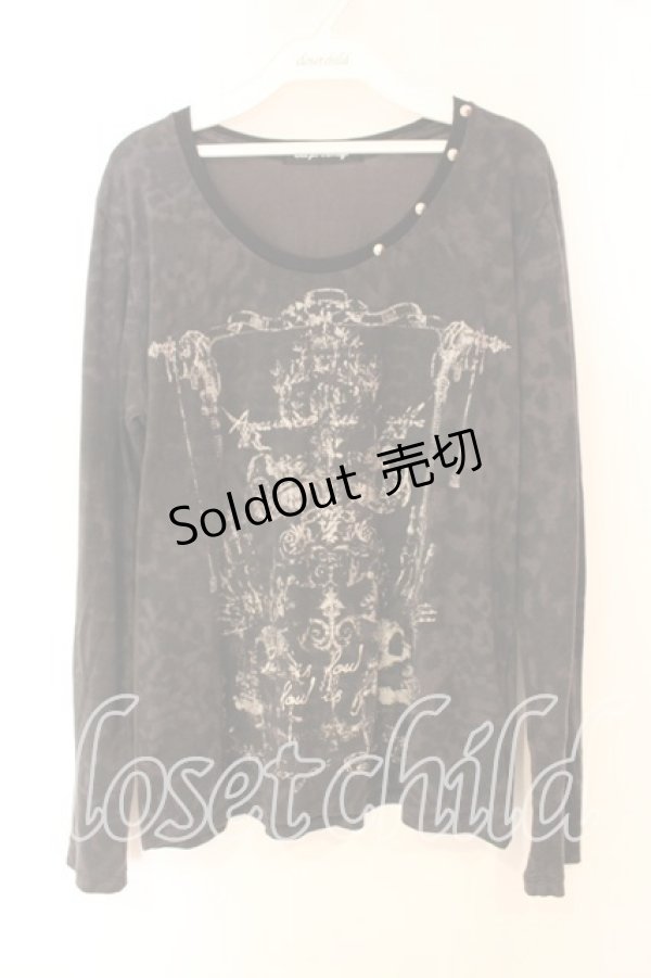 画像1: SEX POT ReVeNGe / グリッタープリントカットソー M ブラック O-25-12-23-012-SP-TO-YM-OS (1)