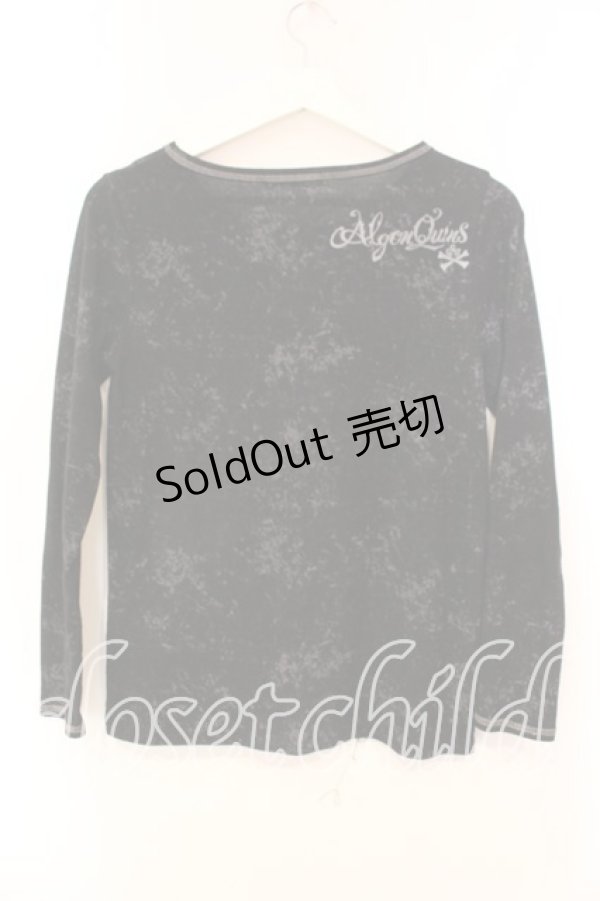 画像2: ALGONQUINS / ハットスカルプリントカットソー  ブラック O-25-12-23-013-AL-TO-YM-OS (2)