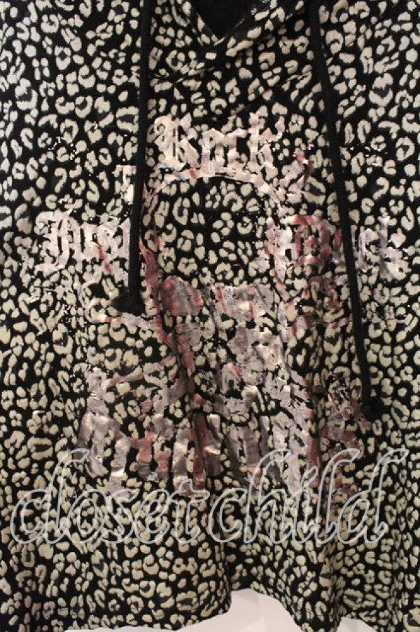 画像2: ALGONQUINS / レオパードイレヘムワイドパーカー  ブラックｘミント系 O-25-12-23-014-AL-TO-YM-OS (2)