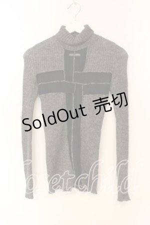画像: Jean Paul GAULTIER / スタンドネックリブクロスニット T160-168 グレーｘブラック O-25-12-23-002-GO-TO-YM-OS