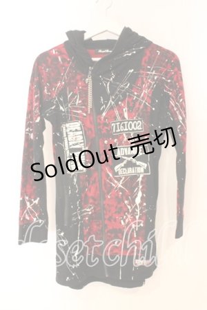 画像: SEX POT ReVeNGe / パッチデザインロングパーカー M ブラックｘレッド O-25-12-23-020-SP-TO-YM-OS