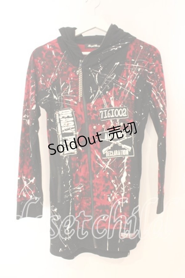 画像1: SEX POT ReVeNGe / パッチデザインロングパーカー M ブラックｘレッド O-25-12-23-020-SP-TO-YM-OS (1)