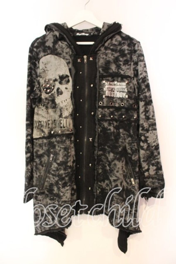 画像1: SEX POT ReVeNGe / イレヘムブリーチデストロイパーカー  グレーｘブラック O-25-12-23-021-SP-TO-YM-OS (1)