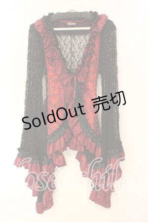 画像: Qutie Frash / レースカーディガン  レッドｘブラック O-25-12-23-028-QU-TO-YM-OS