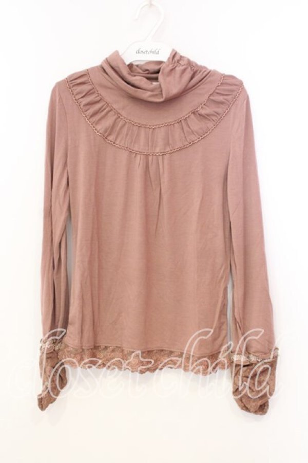 画像1: axes femme / ローズレースプチスタンドネックカットソー M ピンクベージュ O-25-12-25-001-AX-TO-IG-OS (1)