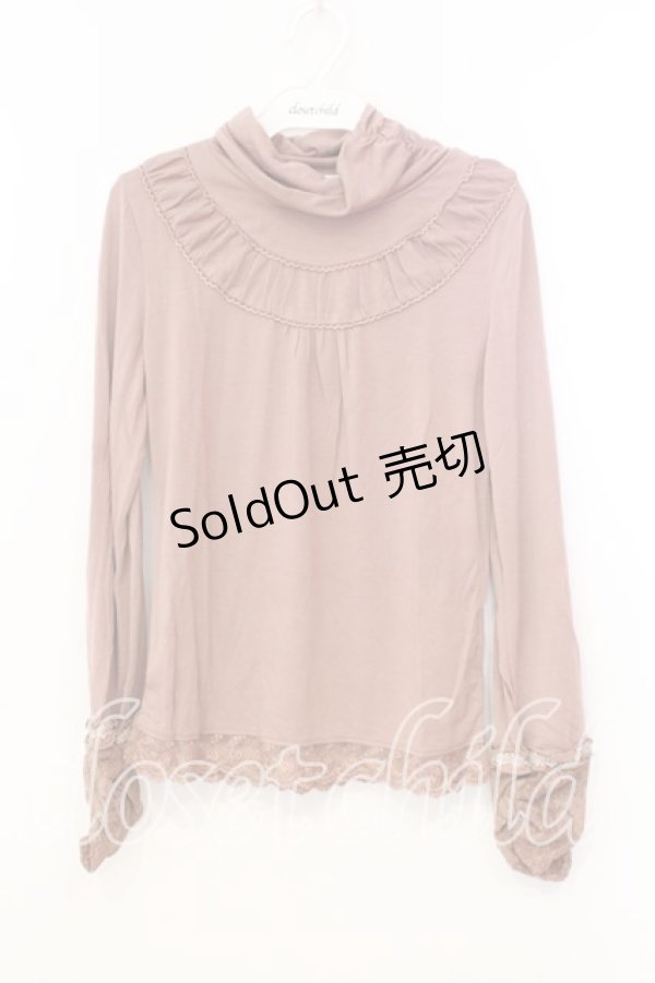 画像1: axes femme / ローズレースプチスタンドネックカットソー M ピンクベージュ O-25-12-25-001-AX-TO-IG-ZT234 (1)