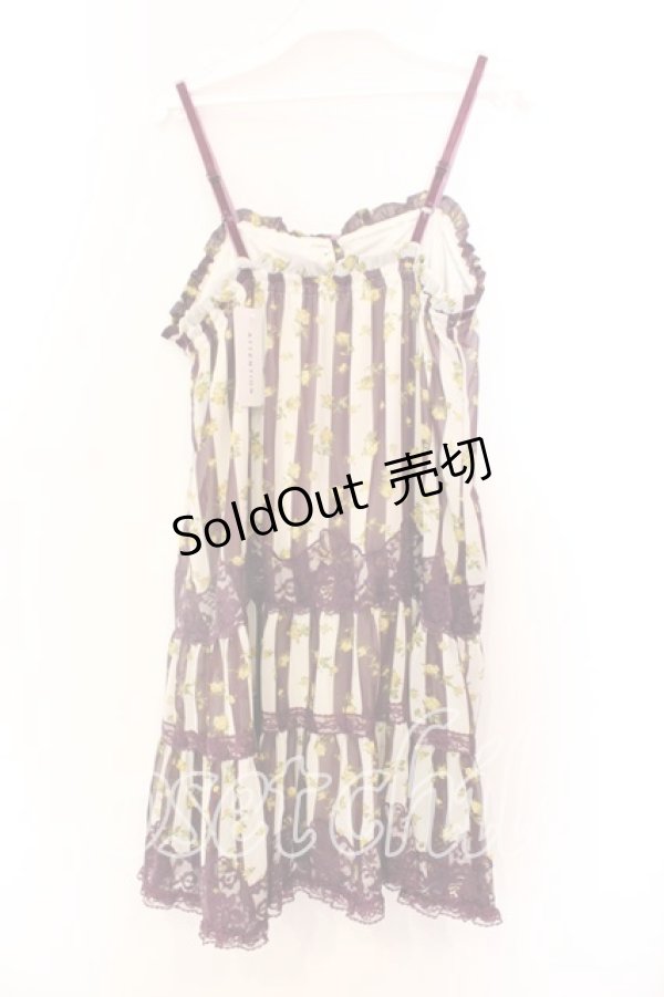 画像2: axes femme / ローズストライプキャミワンピース M パープル×アイボリー O-25-12-25-005-AX-OP-IG-OS (2)