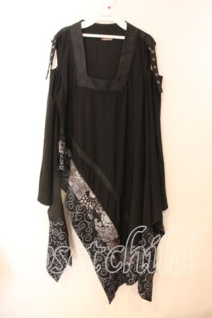 画像: Qutie Frash / 着物チュニック  ブラック O-25-12-25-037-QU-OP-IG-OS