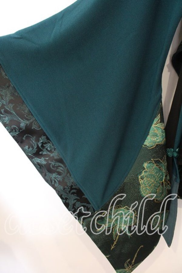 画像4: Qutie Frash / アシメ着物カーデ  ブラック×グリーン O-25-12-25-038-QU-JA-IG-OS (4)