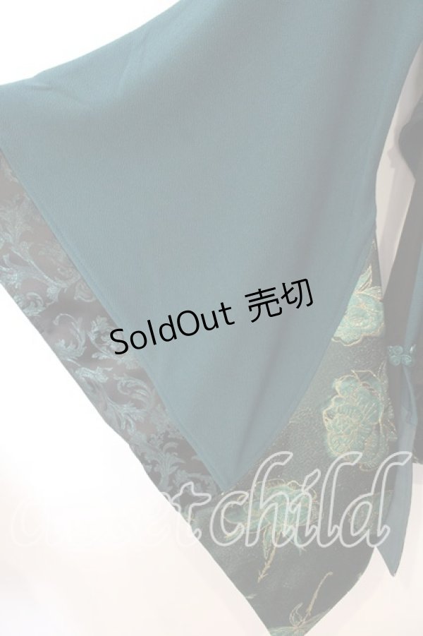 画像4: Qutie Frash / アシメ着物カーデ  ブラック×グリーン O-25-12-25-038-QU-JA-IG-OS (4)