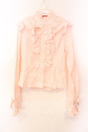 画像: BABY,THE STARS SHINE BRIGHT / ロゴ刺繍入りリボンタイ付フリルブラウス【リボンタイ欠品】  ピンク O-25-12-25-041-BA-BL-IG-OS