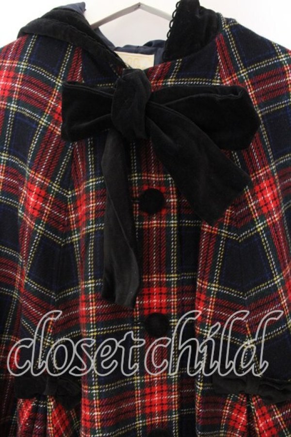 画像2: metamorphose / ロイヤルチェックマント  クロ O-25-12-25-046-ME-JA-IG-OS (2)