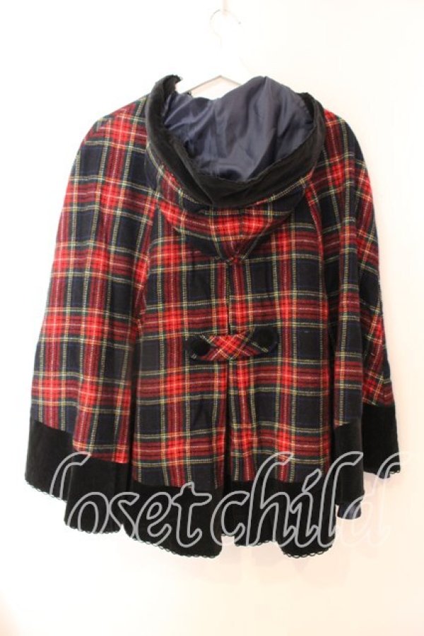 画像4: metamorphose / ロイヤルチェックマント  クロ O-25-12-25-046-ME-JA-IG-OS (4)