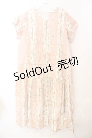 画像: WONDERFUL WORLD / ローズブーケストライプ半袖ワンピース【お直しあり】  ピンク O-25-12-25-048-LO-OP-IG-OS