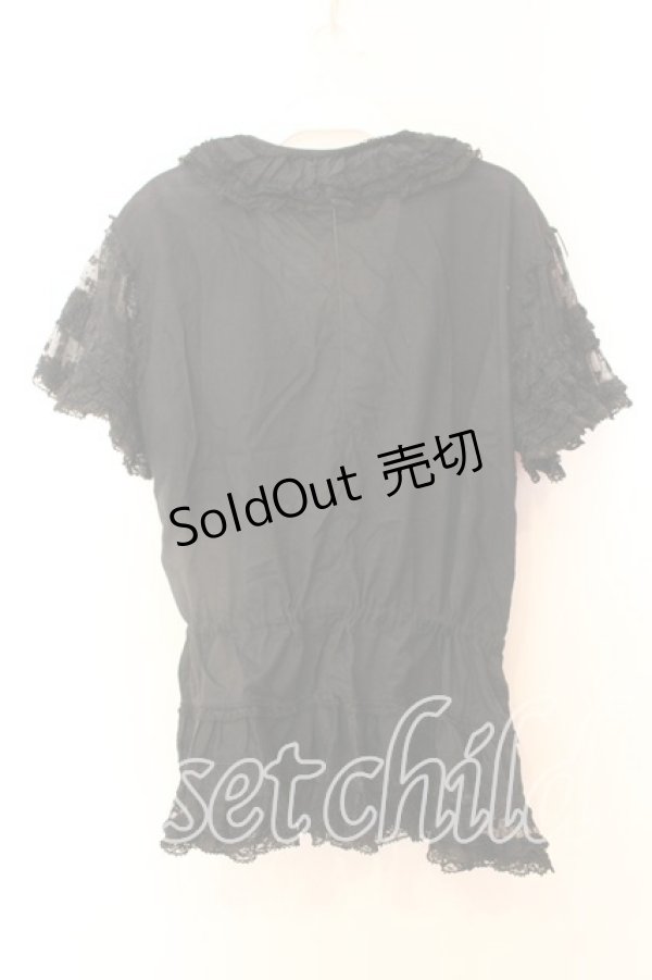 画像4: PINK HOUSE / チュールフリルタックオーバーブラウス  クロ O-25-12-25-051-LO-BL-IG-OS (4)