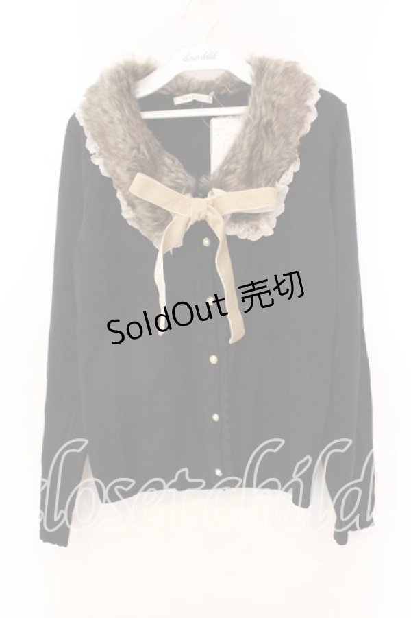 画像1: axes femme / ファー付ニットカーデ M クロ O-25-12-25-009-AX-TO-IG-OS (1)