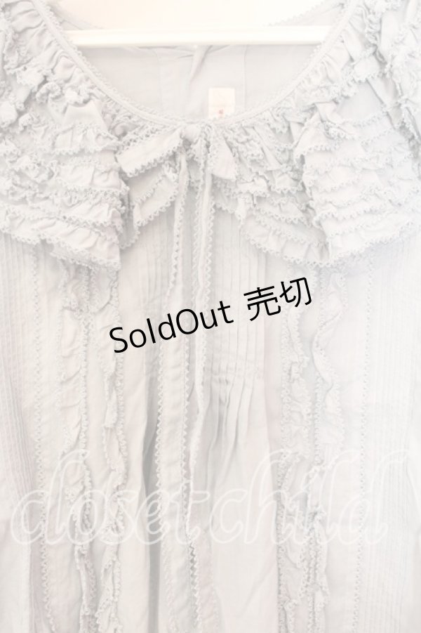 画像2: WONDERFUL WORLD / ピコフリルタックプルブラウス【お直しあり】  サックス O-25-12-25-053-LO-BL-IG-OS (2)